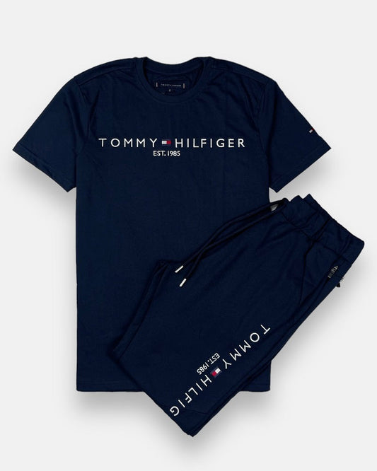 Tommy Hilfiger Premium Quality Export Leftover Cotton Tracksuit (Navy Blue)