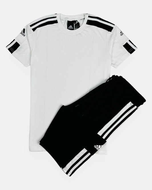 ADIDAS Premium Quality Export Leftover Cotton Twin Set (Black & White)